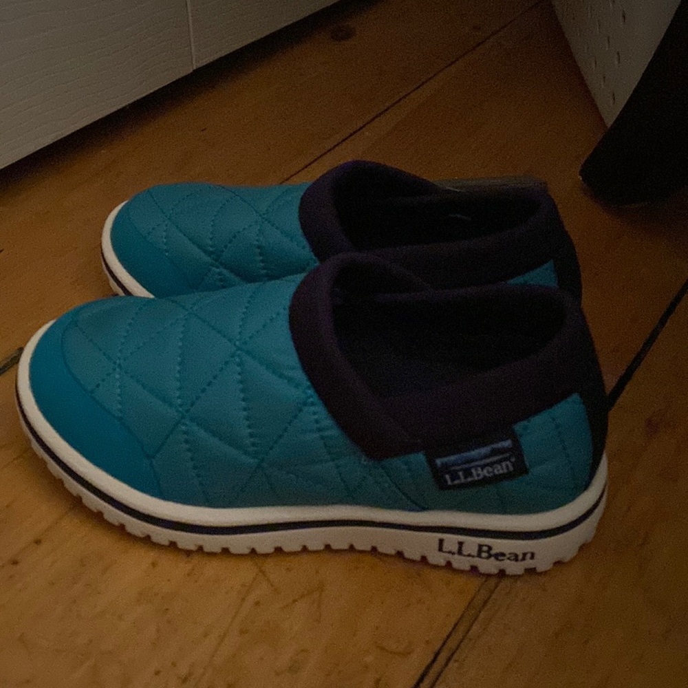 Slip on waterproof, insulated shoes, L.L. Bean.  Kids 13